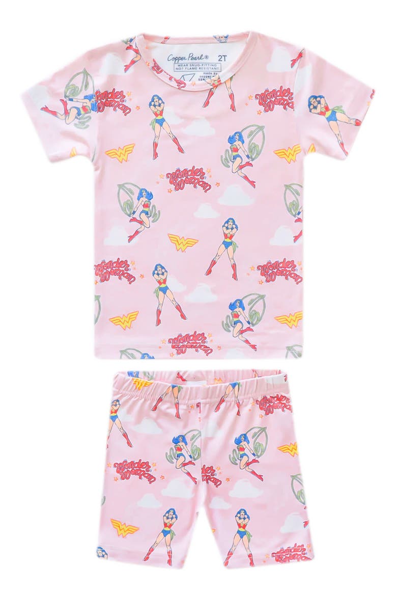 Wonder Woman Fitted Two-Piece Short Pajamas, Main, color, WONDER WOMAN