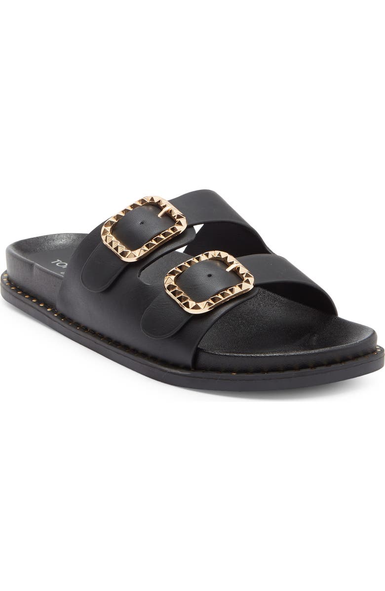 TOP MODA Sailor Double Strap Slide Sandal, Main, color, Black
