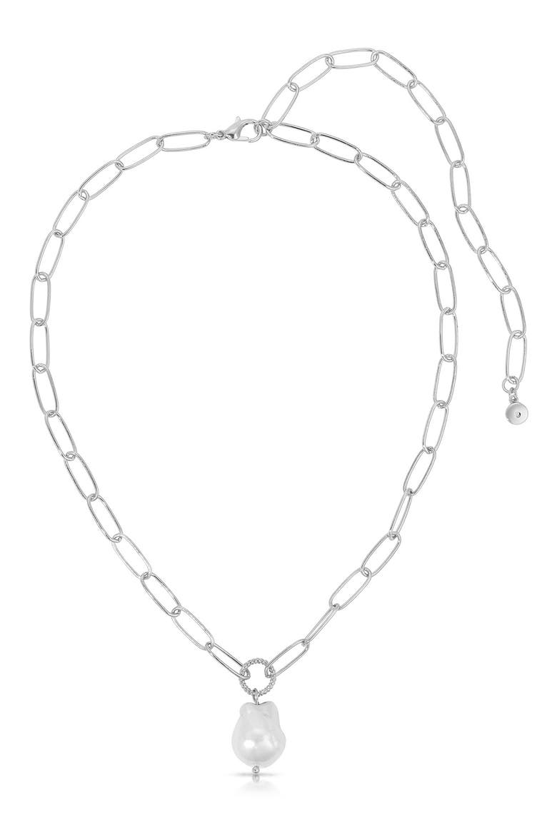 Freshwater Pearl Pendant Necklace, Main, color, SILVER