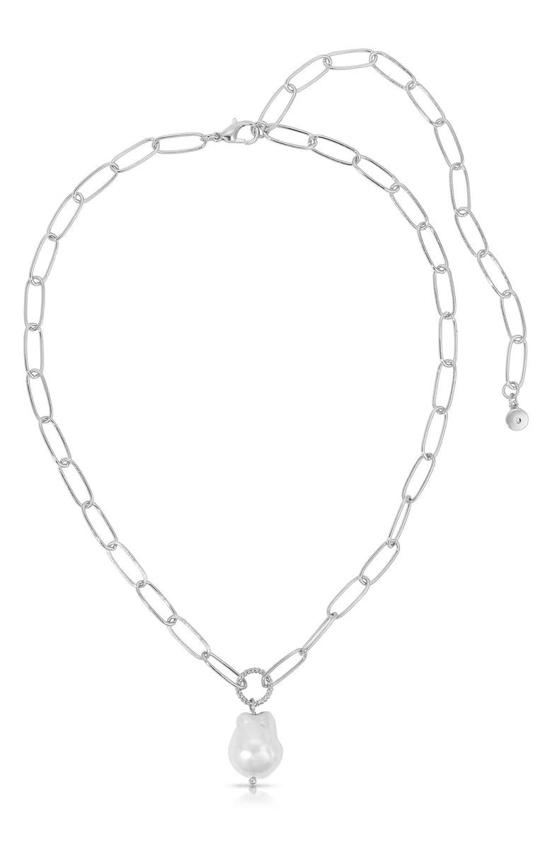 Ettika Freshwater Pearl Pendant Necklace, Main, color, Silver