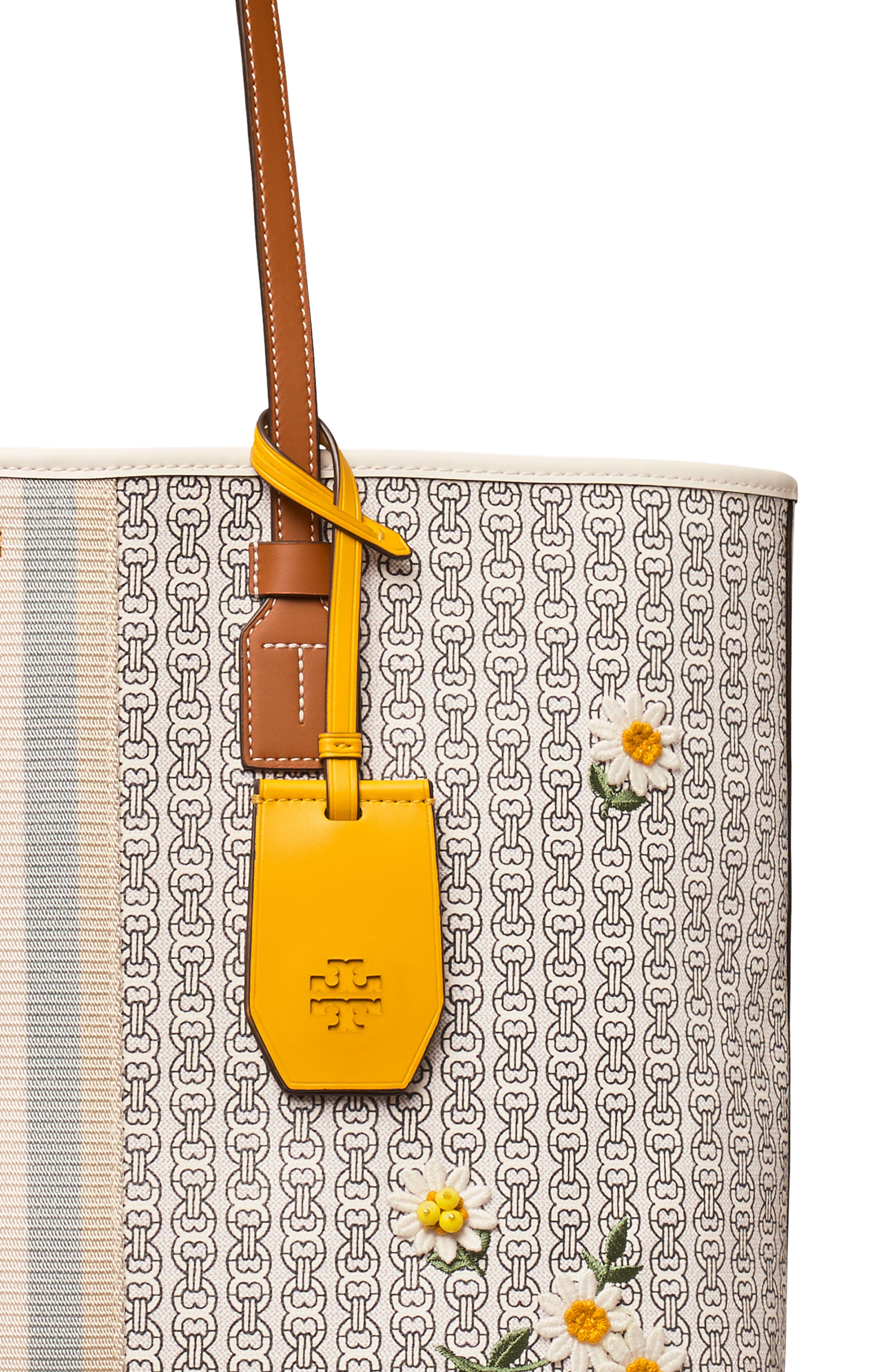 Tory Burch Gemini Link Appliqué Coated Canvas Tote, Alternate, color, 