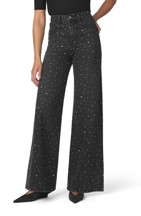 Mia Embellished High Waist Wide Leg Jeans