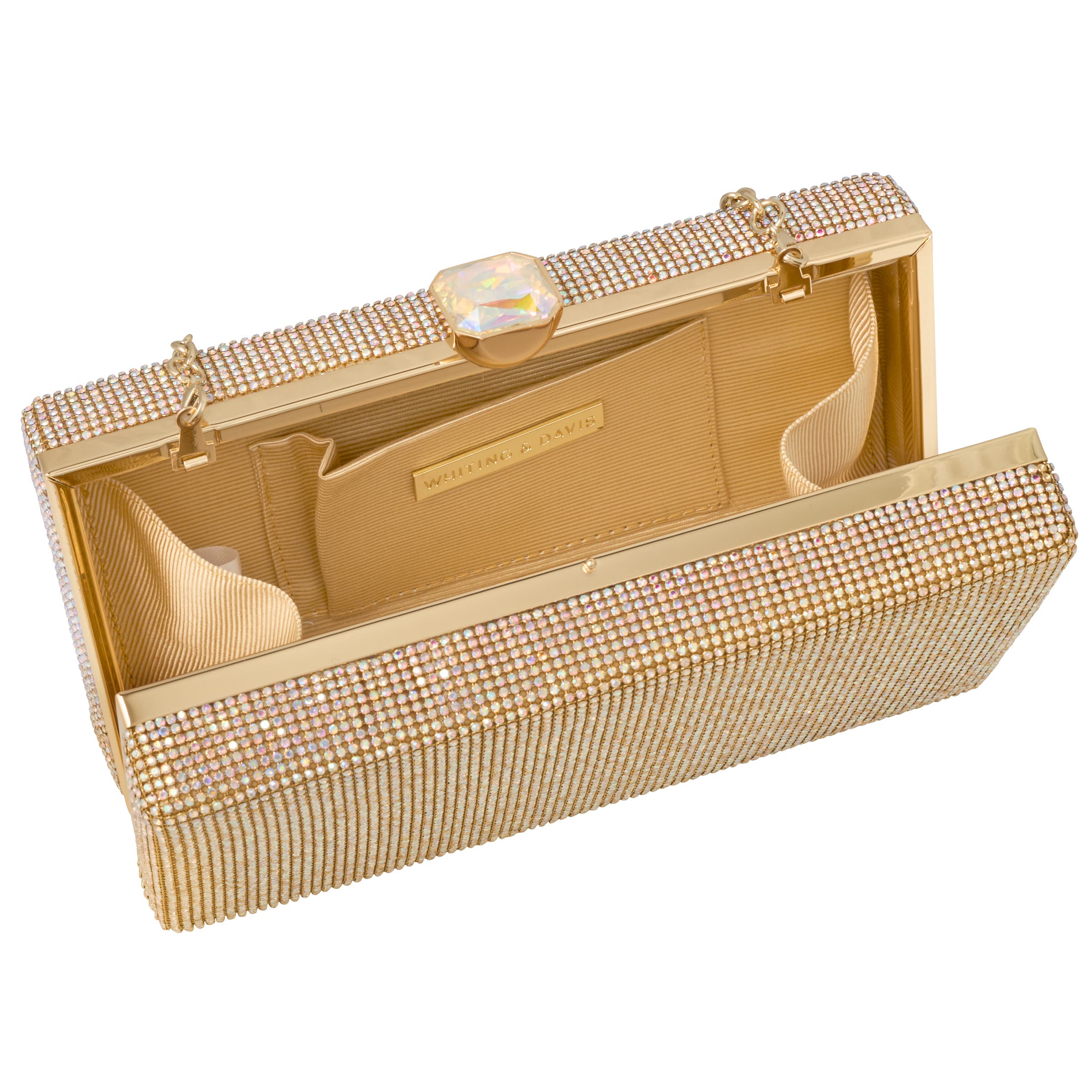 Olivia Crystal Top Minaudiere, Alternate, color, Metallic Gold