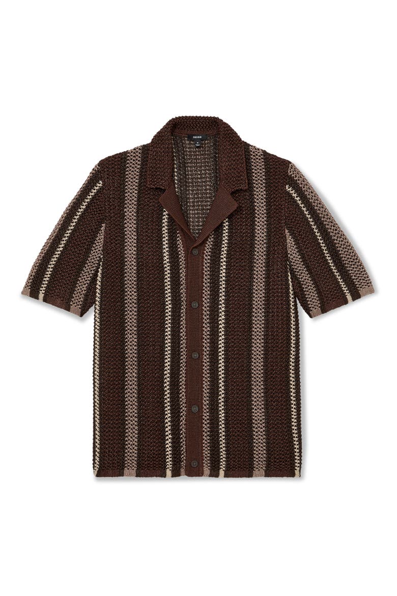 Farin Striped Short Sleeve Sweater, Alternate, color, CHOCOLATE BROWN