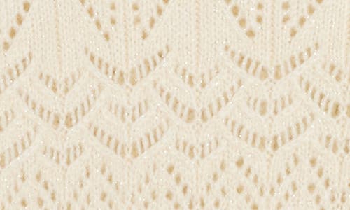 Melrose And Market Sparklke Pointelle Stitch Sweater In White