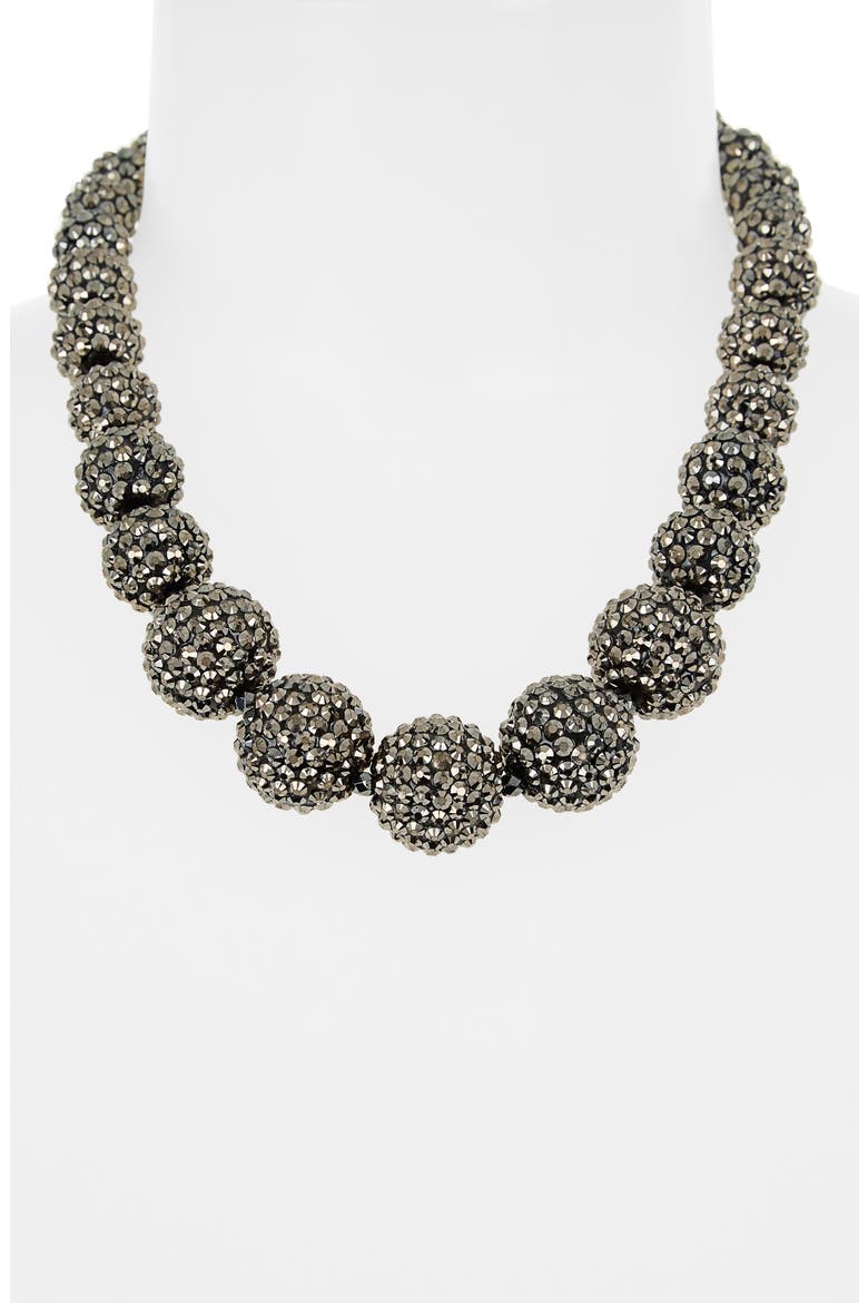 Pavé Ball Necklace, Alternate, color, GUN METAL