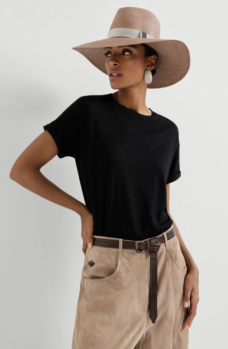 Brunello Cucinelli Cashmere and silk lightweight sweater, Alternate, color, Black