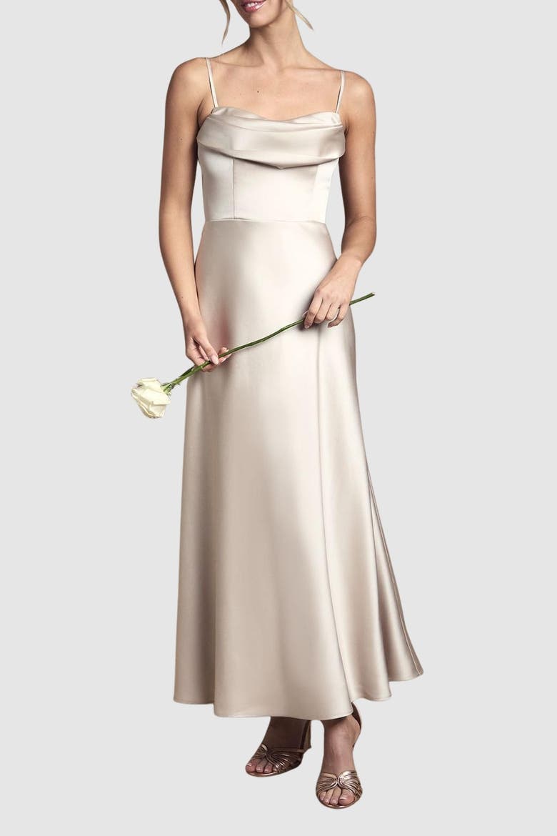 Strappy Maxi Bridesmaid Dress, Alternate, color, Champagne
