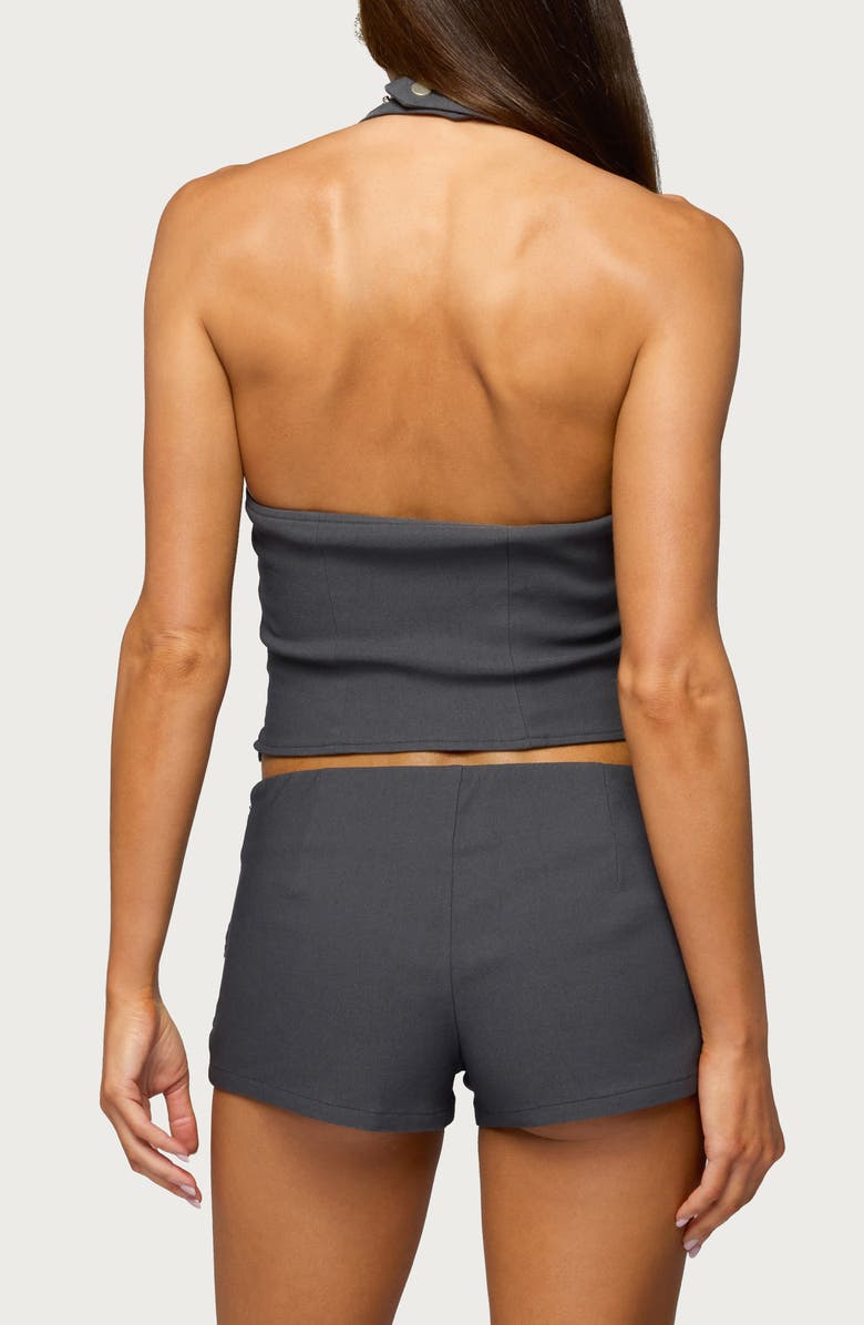 EDIKTED Lirah Laced-Up Halter Top, Alternate, color, Dark-Gray