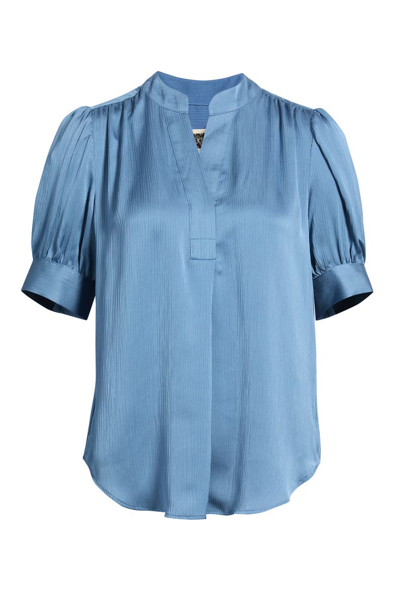 Puff Sleeve Hidden Button Top, Alternate, color, DUTCH BLUE