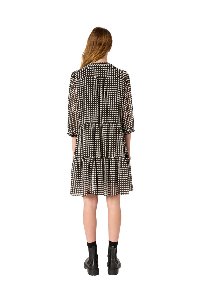 Lira Tiered Polka Dot Dress, Alternate, color, Black
