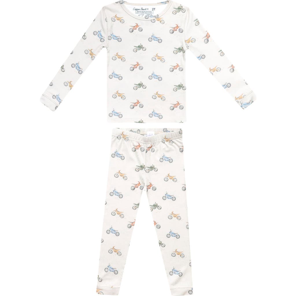 COPPER PEARL COPPER PEARL RYDER MOTORCYCLE PRINT FITTED TWO-PIECE PAJAMAS