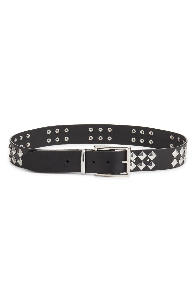 FRAME The Studded Leather Belt, Main, color, Black