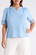 Anne Klein Crepe Lace Trim Top