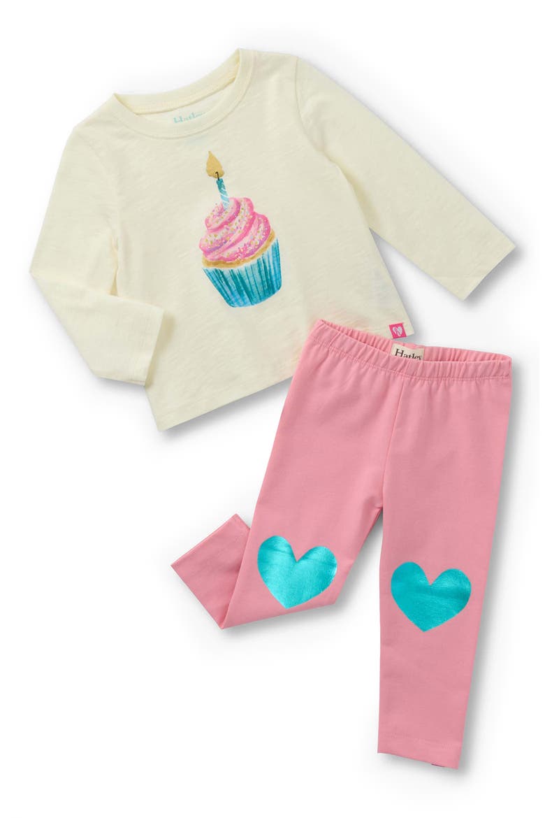 Cupcake Long Sleeve Graphic T-Shirt & Leggings Set, Main, color, NATURAL