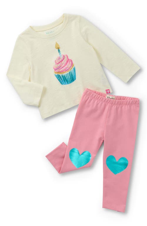 Hatley Cupcake Long Sleeve Graphic T-shirt & Leggings Set In Pink