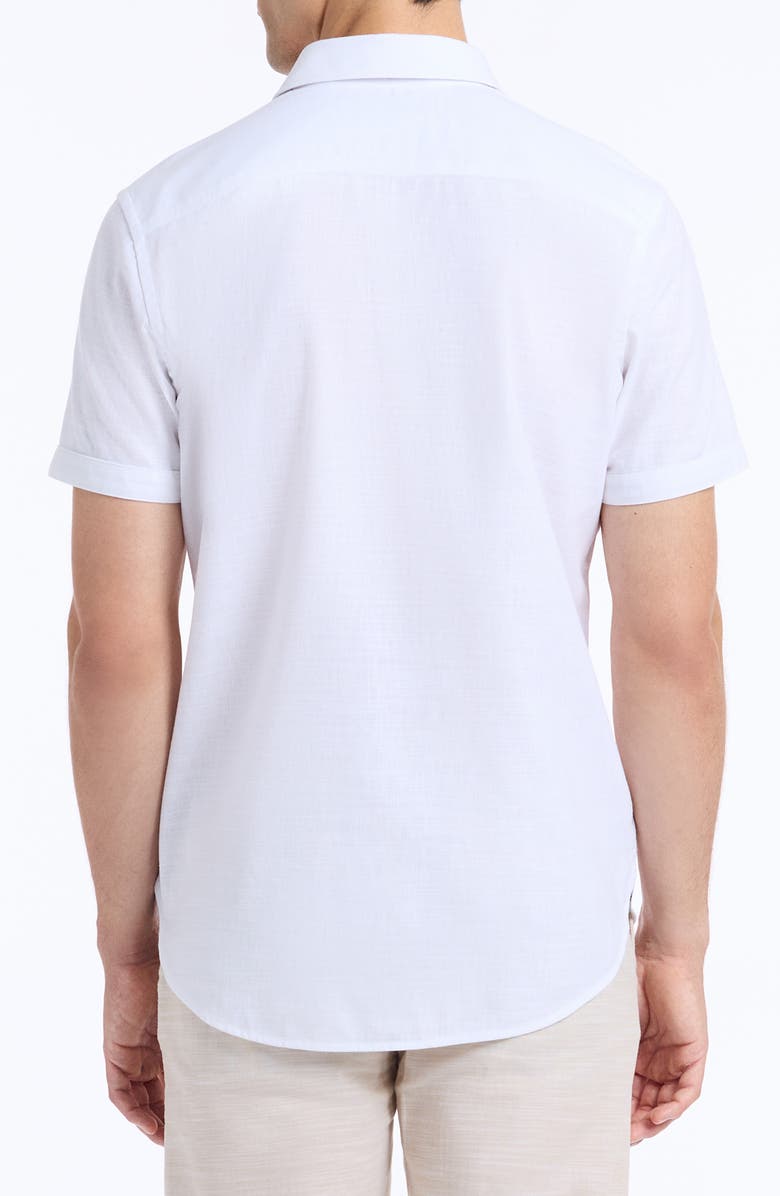 Robert Graham Sutton Linen & Cotton Short Sleeve Button-Up Shirt, Alternate, color, White
