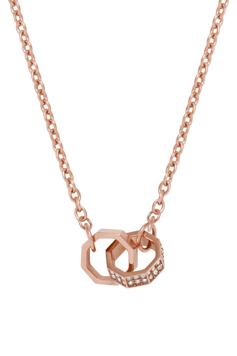 Octagon Link Cubic Zirconia Charm Necklace, Alternate, color, COPPER