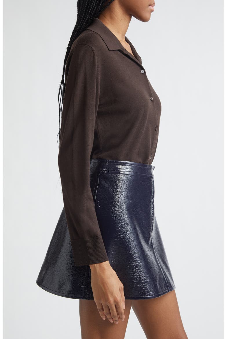 Merino Wool Polo Cardigan, Alternate, color, CHOCOLATE