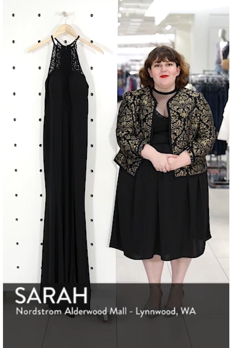 Xscape Lace Neck Halter Gown video