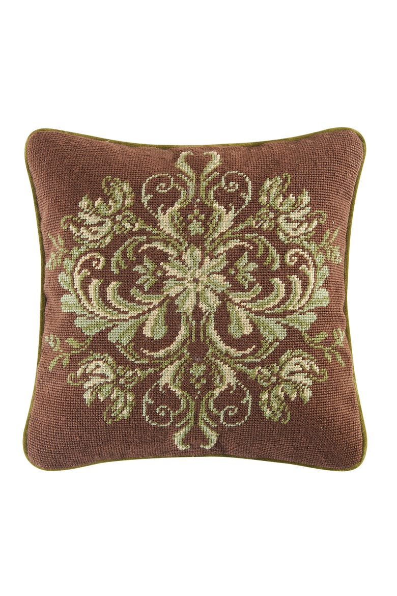 Colonial Williamsburg Windsor Needlepoint Accent Throw Pillow, Main, color, Brown