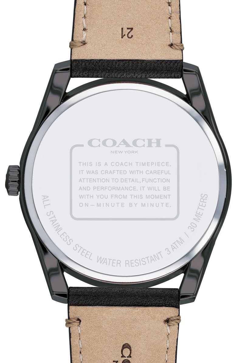 COACH Preston Leather Strap Watch, 41mm, Alternate, color, 