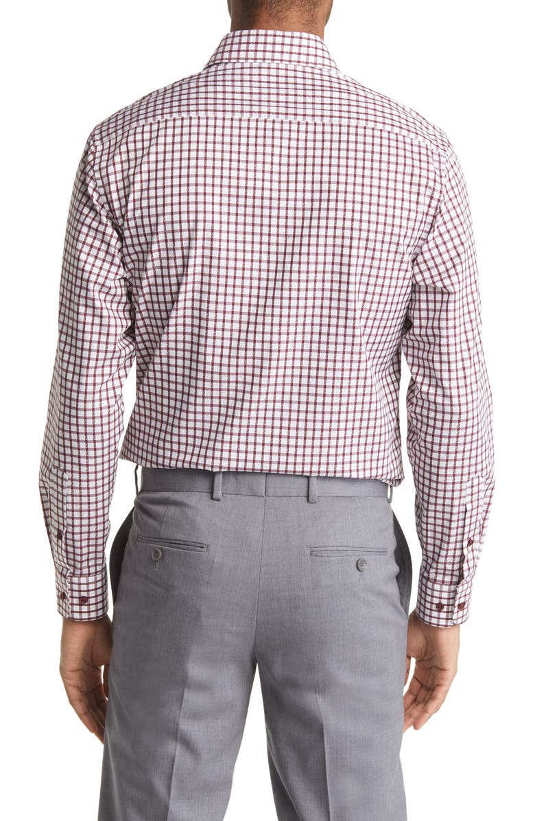 DANIEL HECHTER Trim Fit Windowpane Check Cotton Dress Shirt, Alternate, color, Burgundy