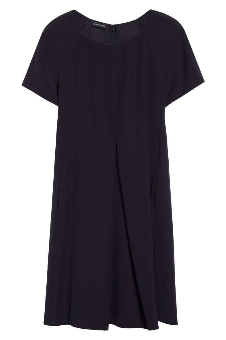 Inverted Pleat Short Sleeve Dress, Alternate, color, SOLID DARK BLUE