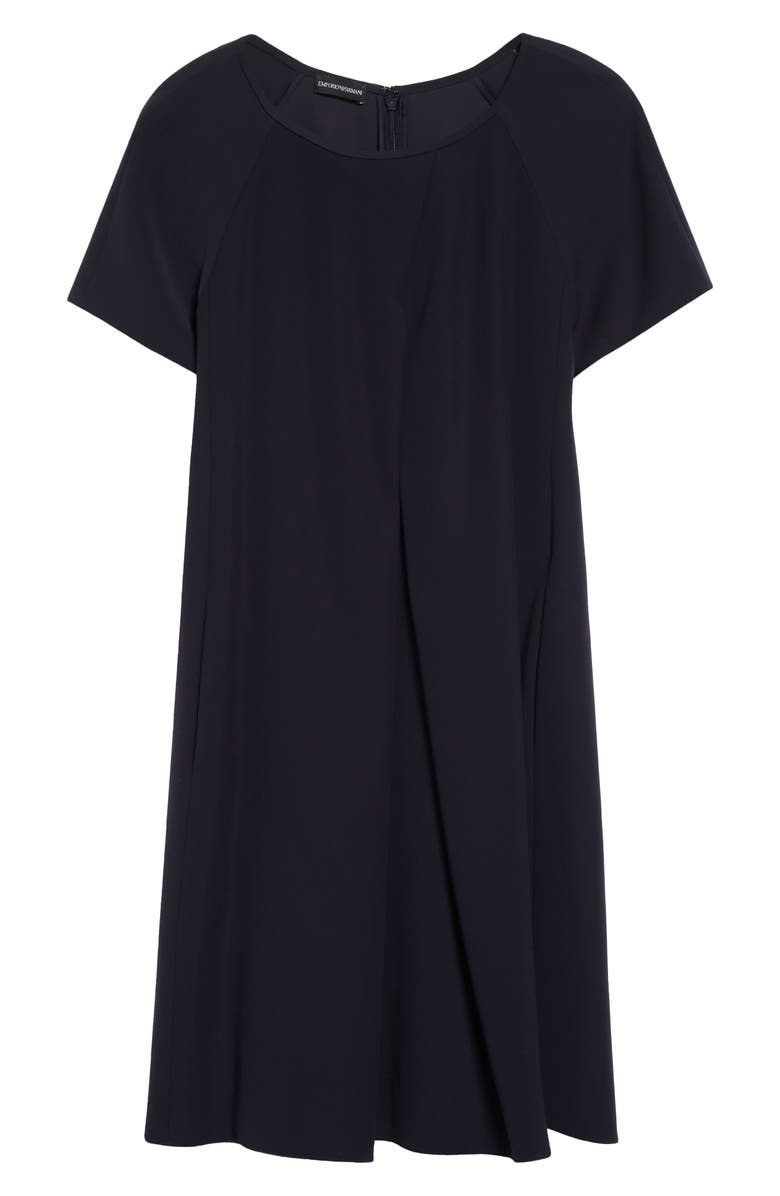 Emporio Armani Inverted Pleat Short Sleeve Dress, Alternate, color, Solid Dark Blue