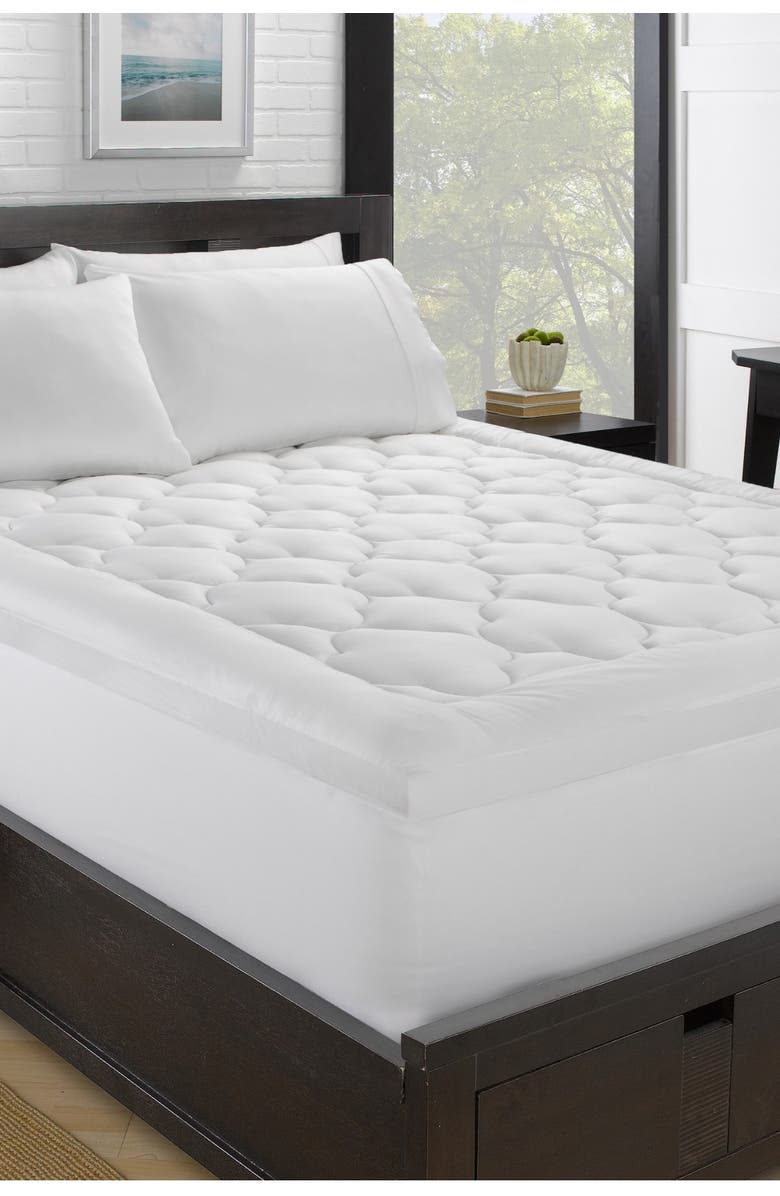 ELLA JAYNE HOME 2" Loft 100% Cotton Plush Gel Fiber Filled Cal King Mattress Topper - 72"x84", Alternate, color, White