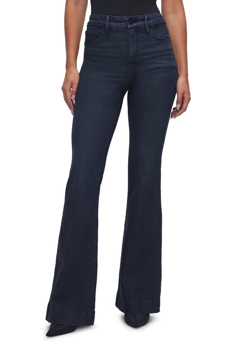 Good American Good Legs Flare Jeans, Main, color, Indigo516