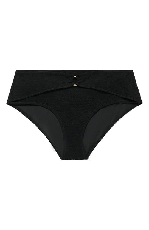 Mango Textured Bikini Bottoms In Black