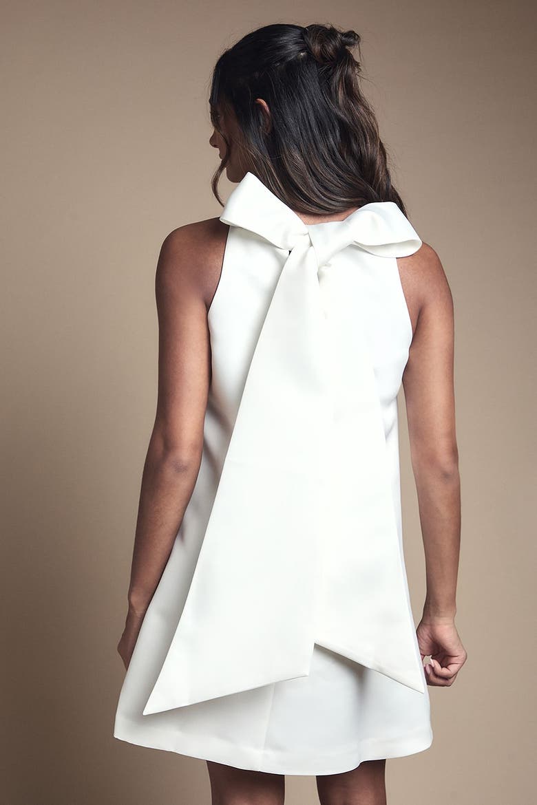 Structured Satin Bridal Mini Dress, Alternate, color, Ivory