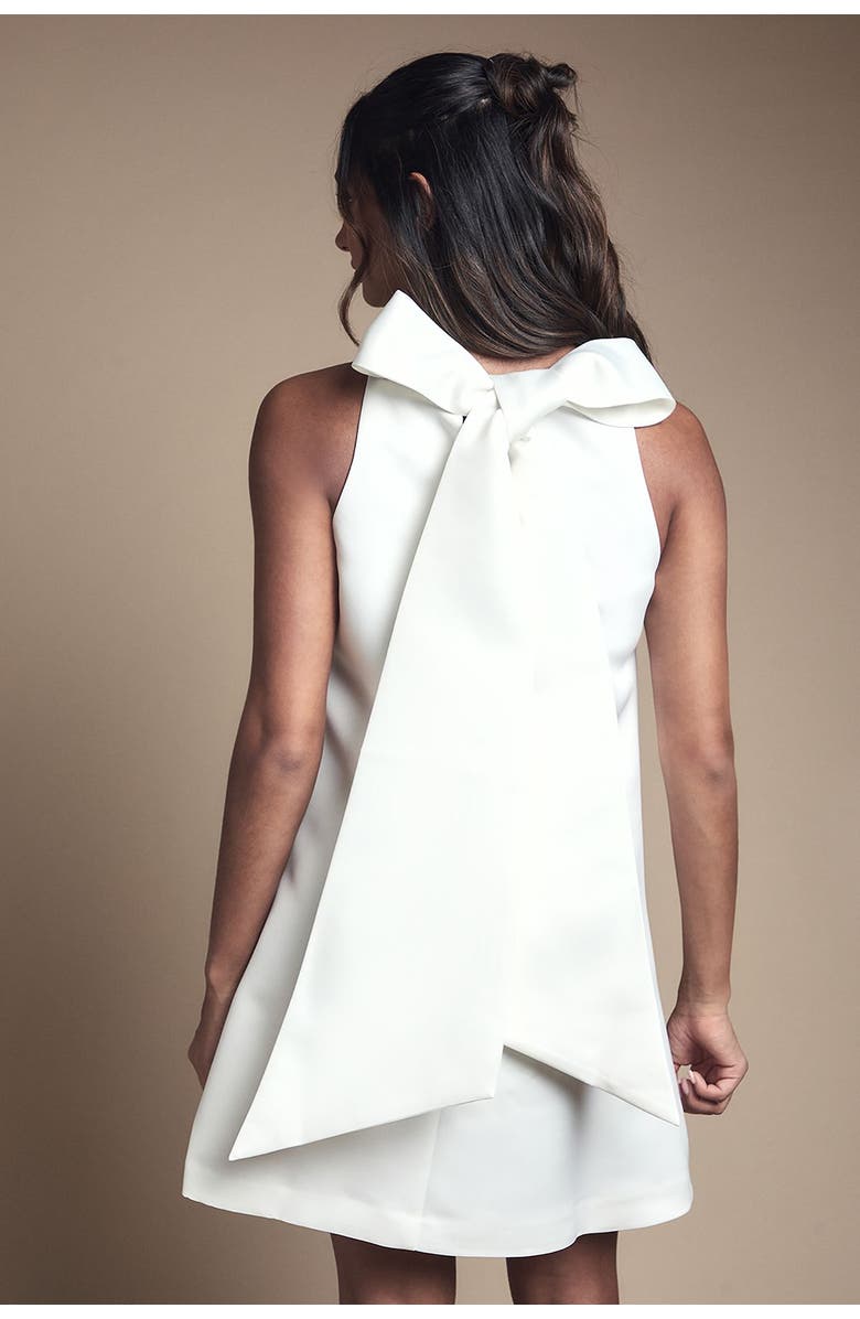 Coast Structured Satin Bridal Mini Dress, Alternate, color, Ivory