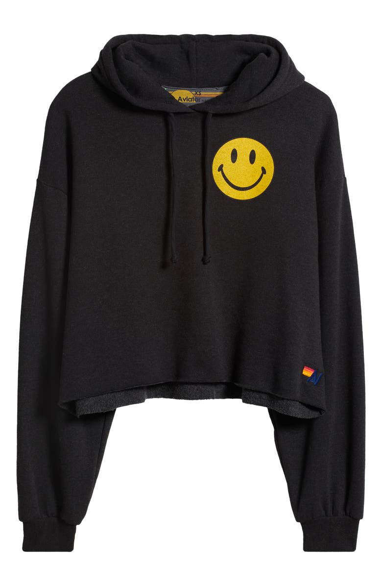 Aviator Nation Smiley Graphic Crop Hoodie, Alternate, color, 