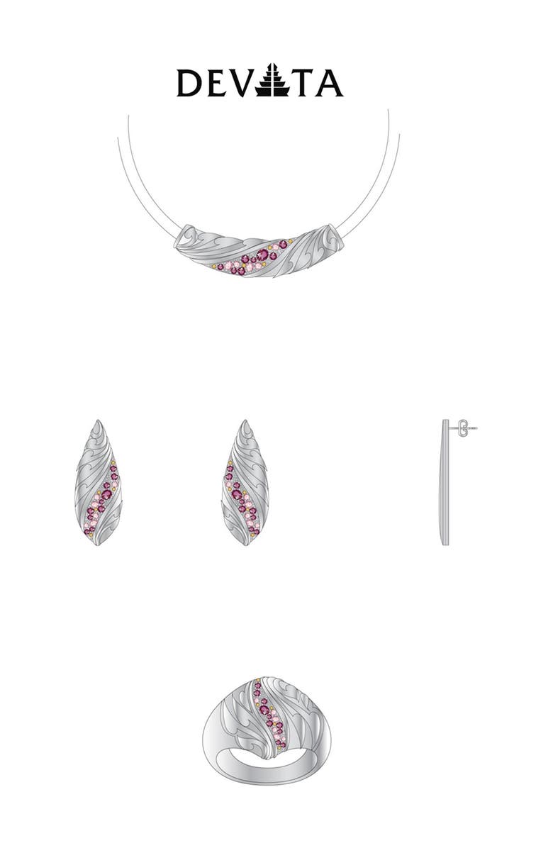 DEVATA Genuine 18K Gold & Sterling Silver Bali Filigree CZ Marquis Pendant Necklace, Alternate, color, 