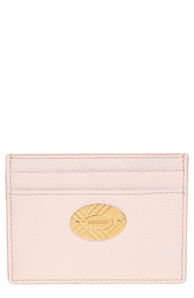 Burberry Cotswolds Leather Card Case, Main, color, Cameo Pink