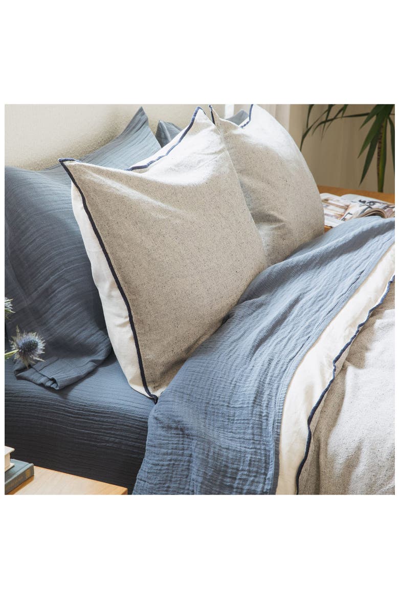 Oasis Crinkled Cotton Gauze Flat Sheet, Alternate, color, MIDNIGHT TIDE
