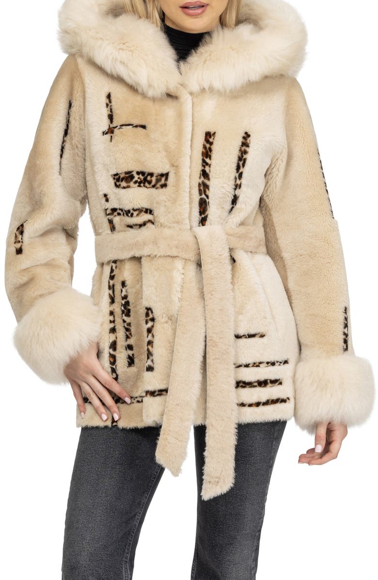GORSKI Reversible Genuine Shearling Parka with cuffs, Alternate, color, Palomino/Lprd Intarsia