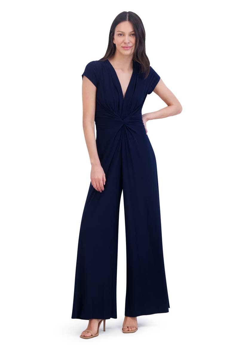 Twist Front Jersey Jumpsuit, Alternate, color, NAVY