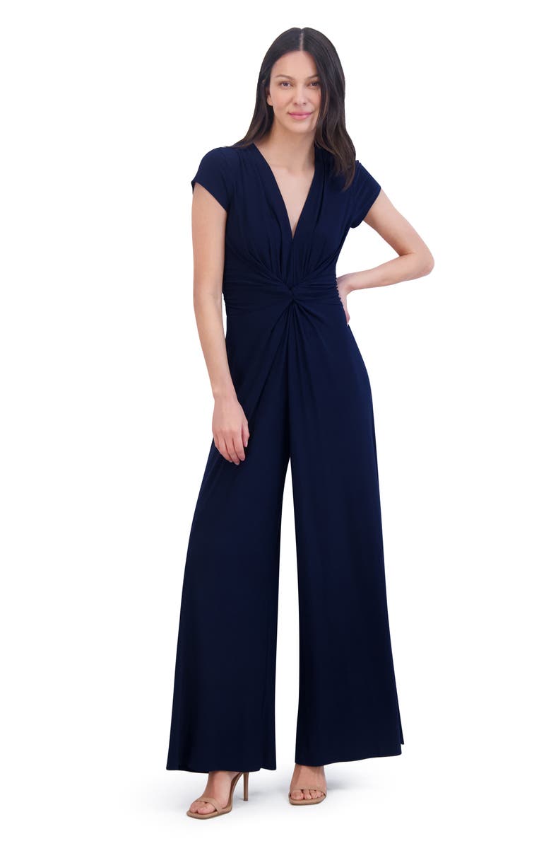 Vince Camuto Twist Front Jersey Jumpsuit, Alternate, color, Navy