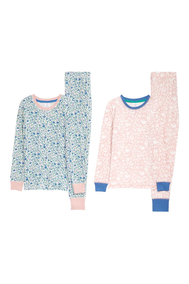 Kids' Assorted 2-Pack Fitted Two-Piece Cotton Pajamas, Main, color, IVORY DITSY FLORAL/ BOTO PINK