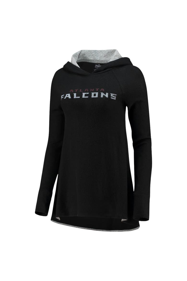 Women's Majestic Threads Black Atlanta Falcons Brushed Hacci 3/4-Sleeve Tri-Blend Raglan Pullover Hoodie, Alternate, color, Black