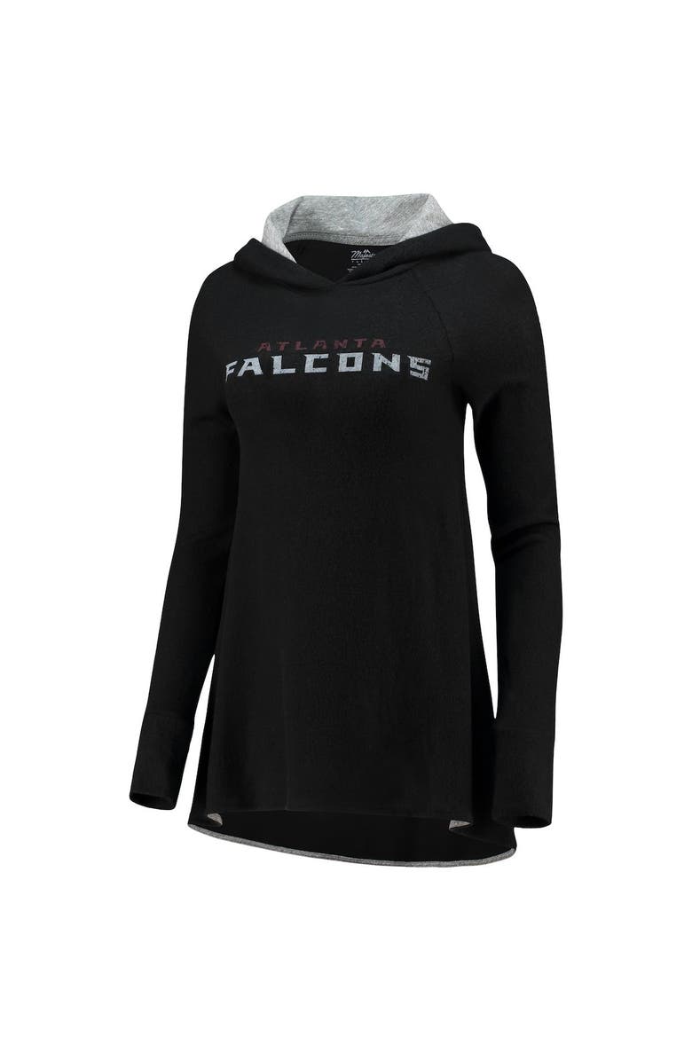 Majestic Threads Women's Majestic Threads Black Atlanta Falcons Brushed Hacci 3/4-Sleeve Tri-Blend Raglan Pullover Hoodie, Alternate, color,