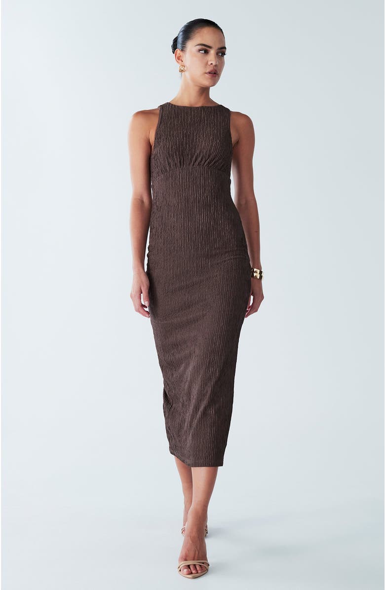 BWLDR Kimmy Midi Dress, Alternate, color, Chocolate