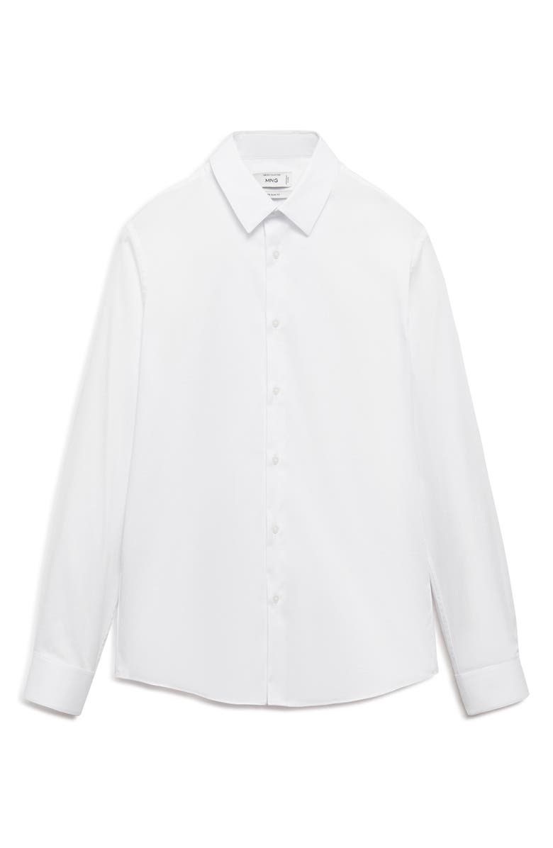 MANGO Slim Fit Stretch Poplin Button-Up Shirt, Alternate, color, White