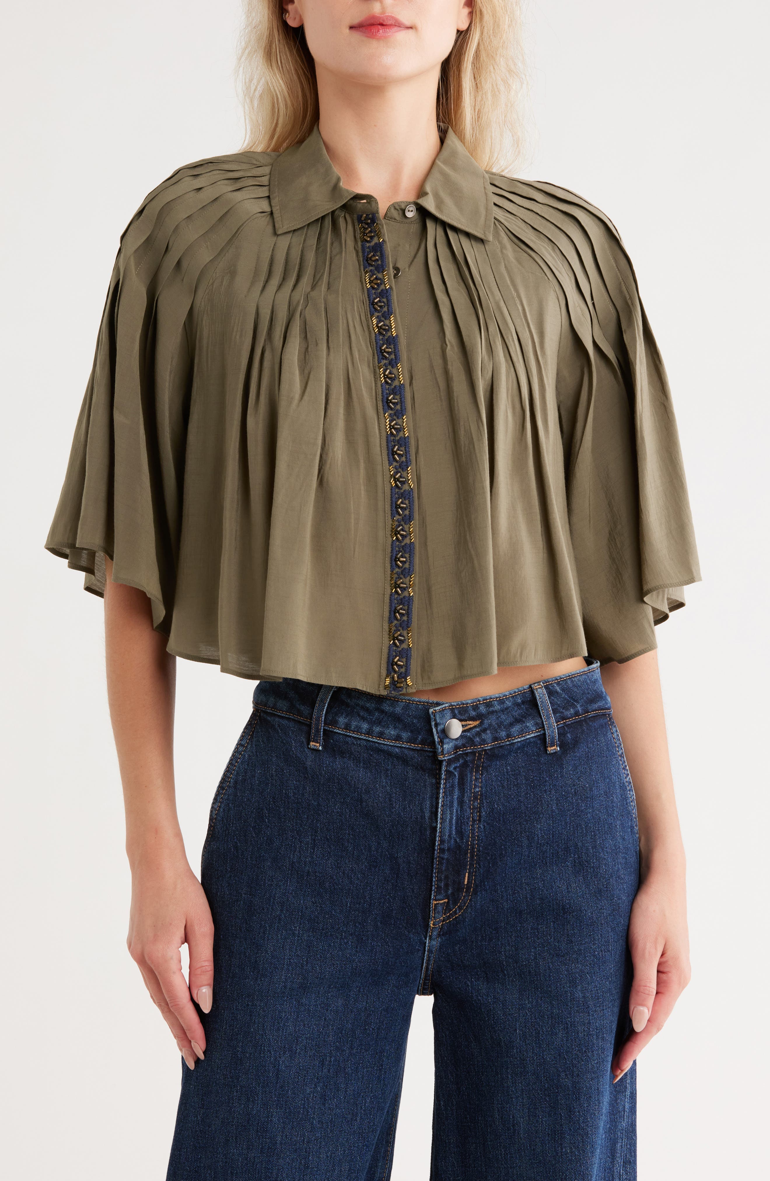 Ramy Brook Tillie Flutter Sleeve Crop Top