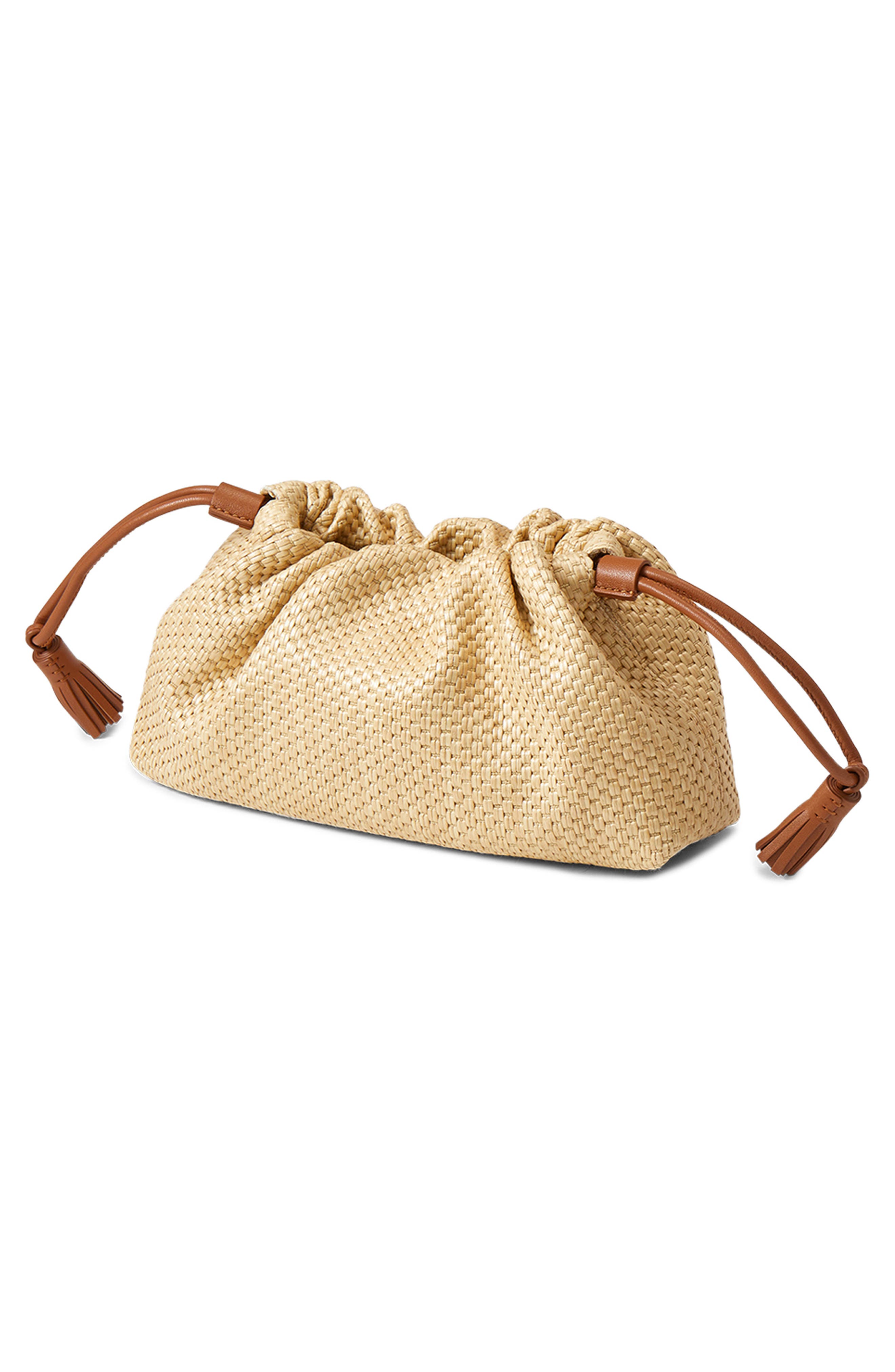 Veronica Beard Small Raffia Stash Bag, Alternate, color, Hazelwood Natural