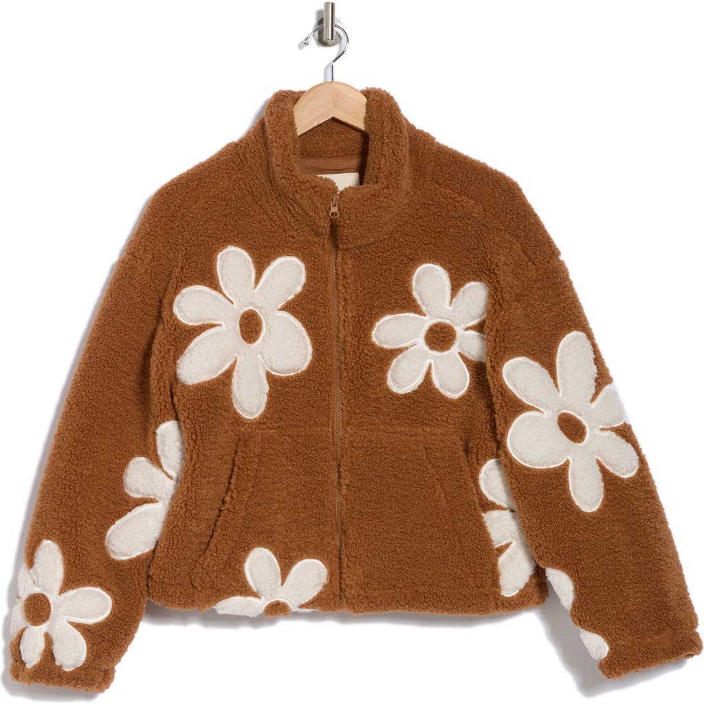Thread & Supply Daisy Full Zip Fleece Jacket In Copper Ivory