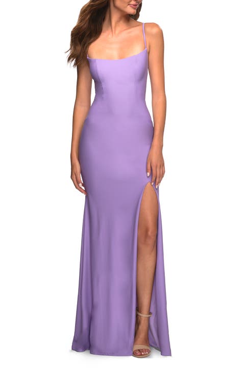 Long Prom Dress in Luxurious Jersey with Slit
